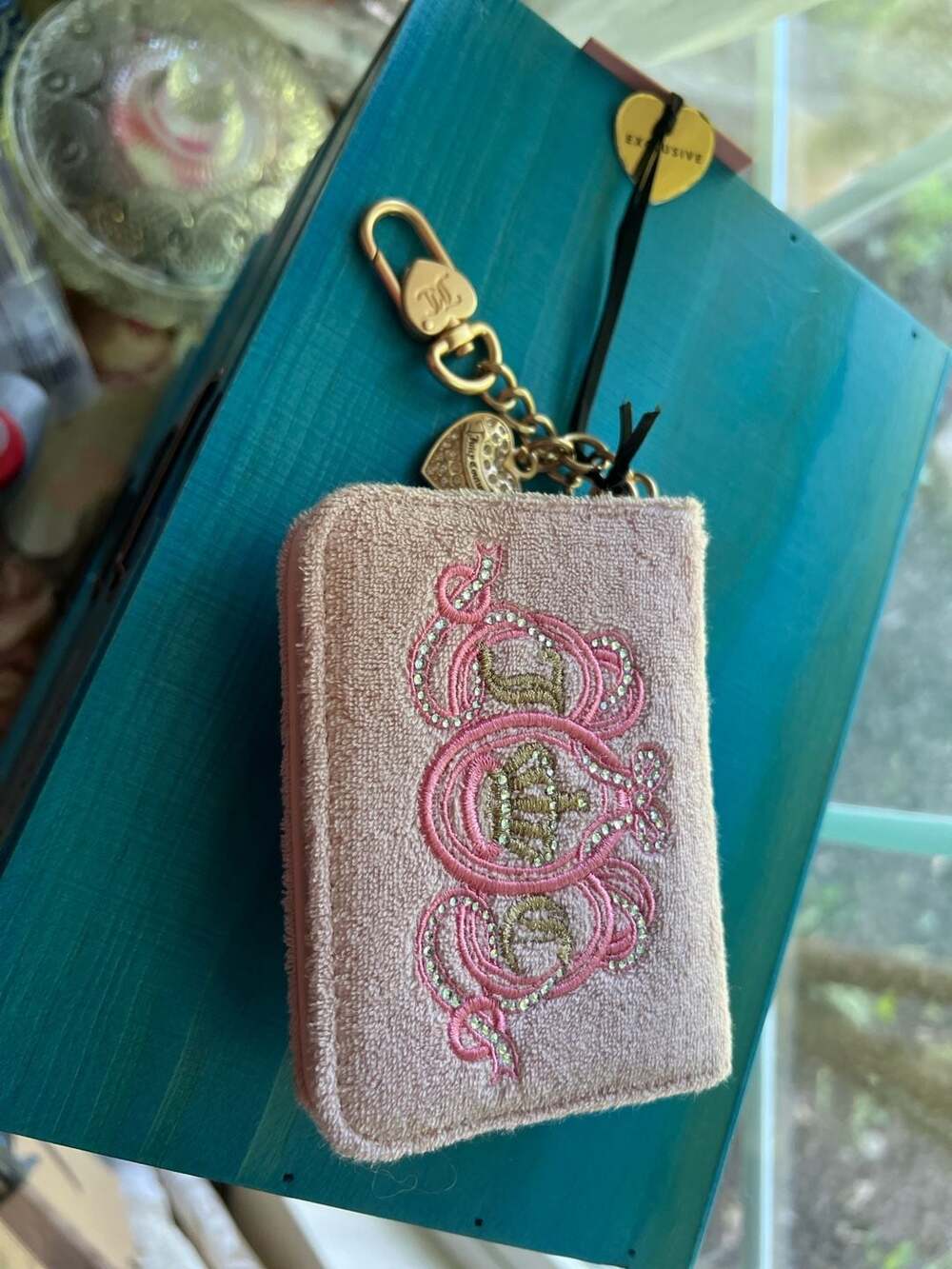 Juicy Couture Velour Crest ID Card Case Wallet